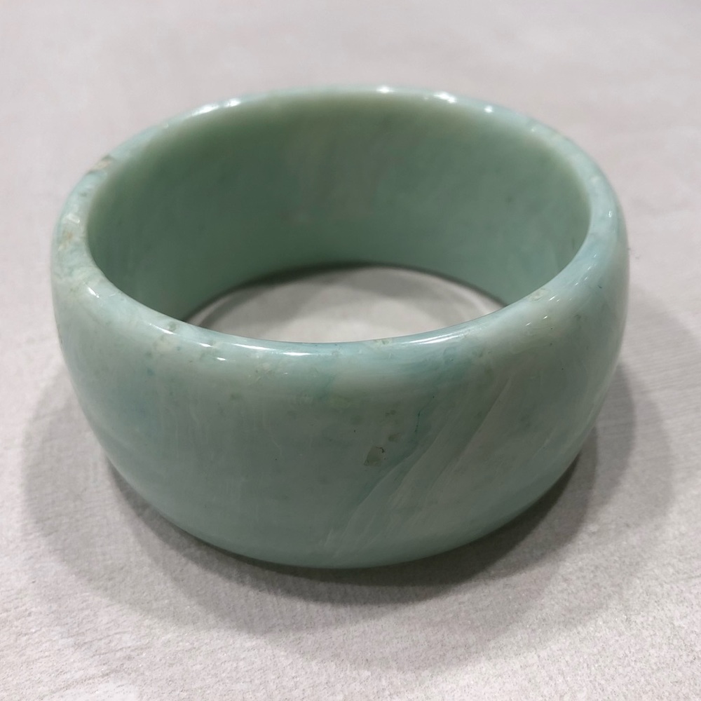 Vintage Aqua swirl wide chunky bracelet bangle